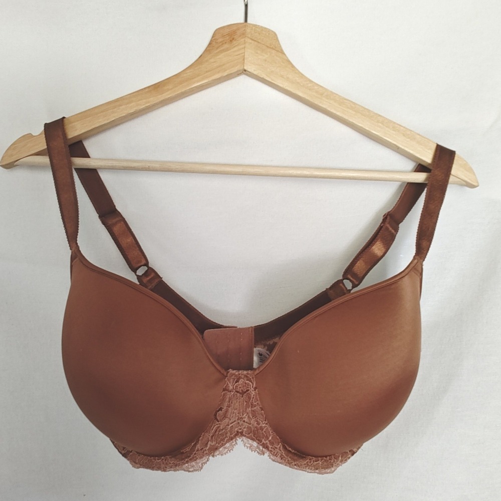Wacoal Bra Lace Affair Contour Underwire‎ Brown Tan 853258 34G TShirt Foam Cup